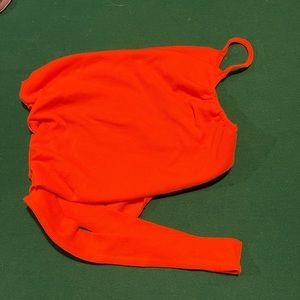 Orange half shoulder crop top